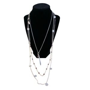 Avon “Three’s a Charm” Silvertone   Multi-Layer Necklace. NIB 2009